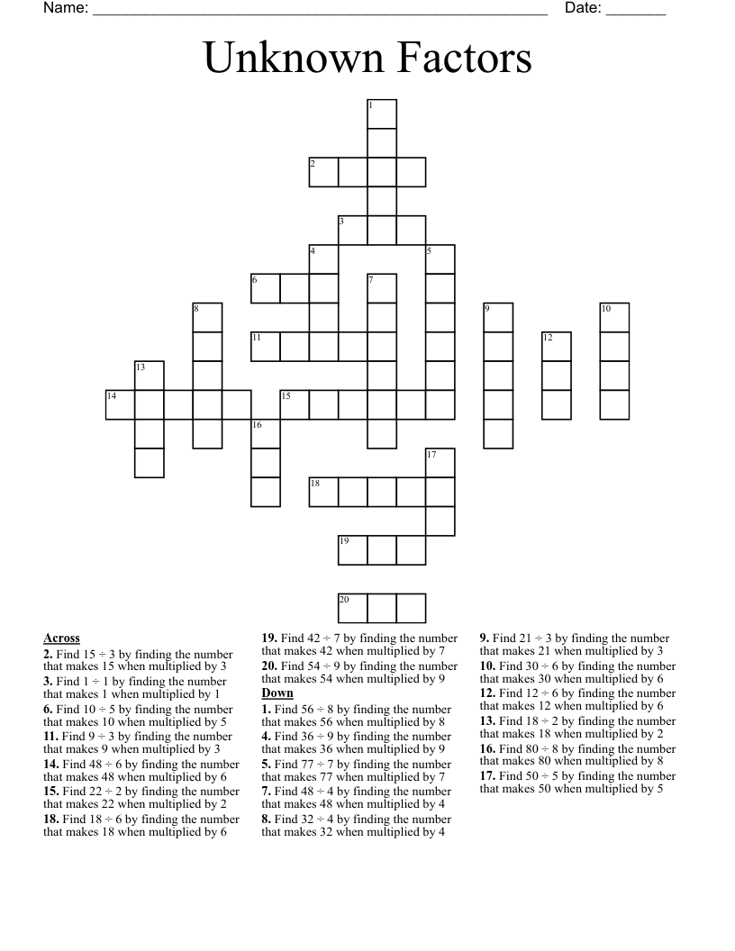 Unknown Factors Crossword