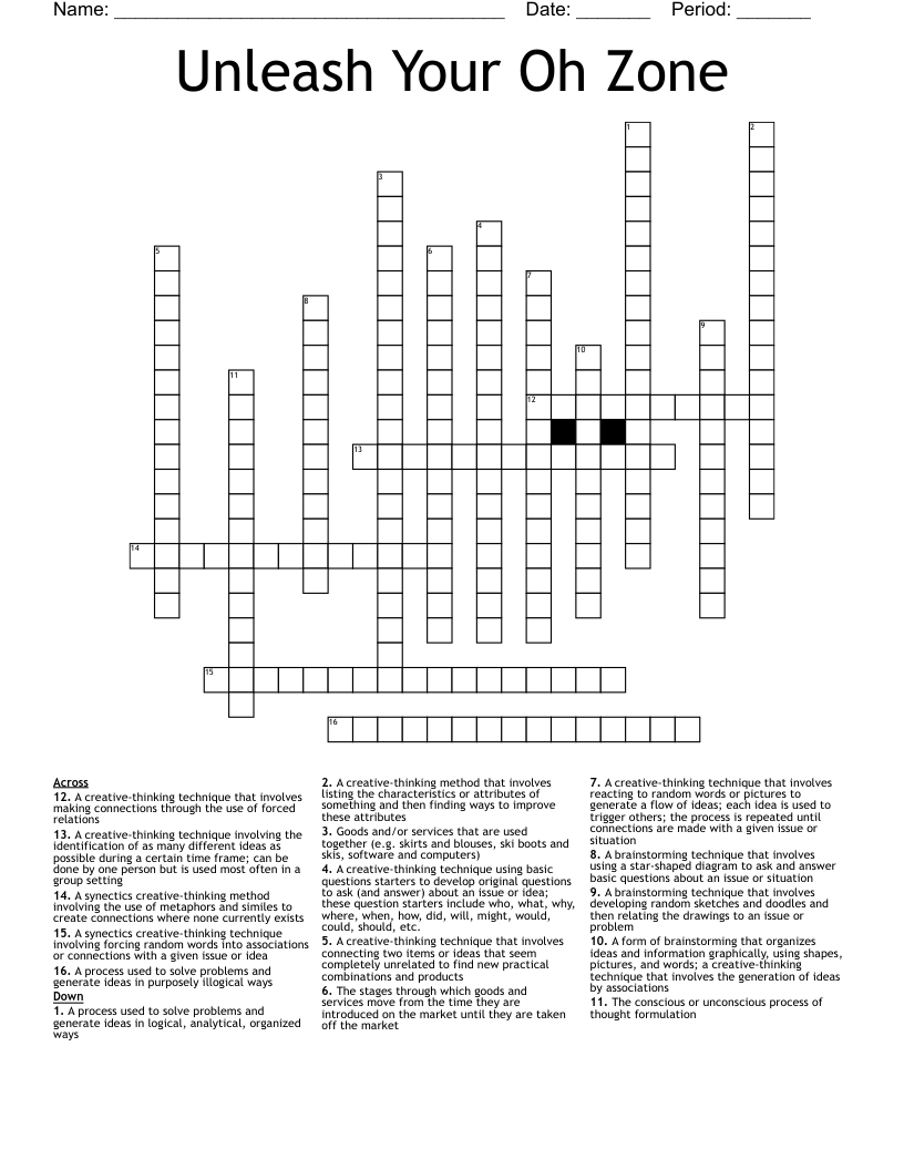 Unleash Your Oh Zone Crossword