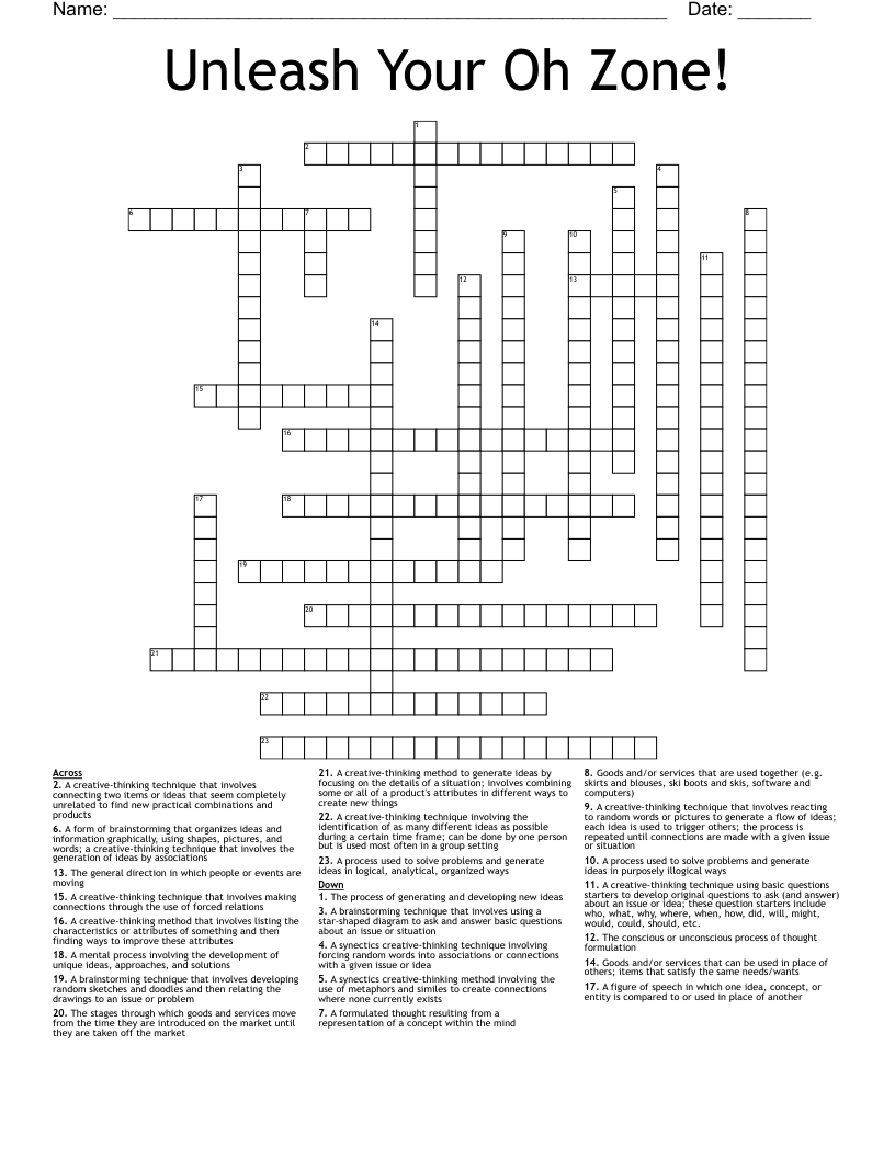 Unleash Your Oh Zone! Crossword