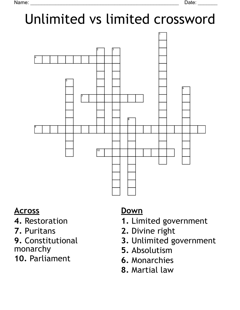Unlimited vs limited crossword