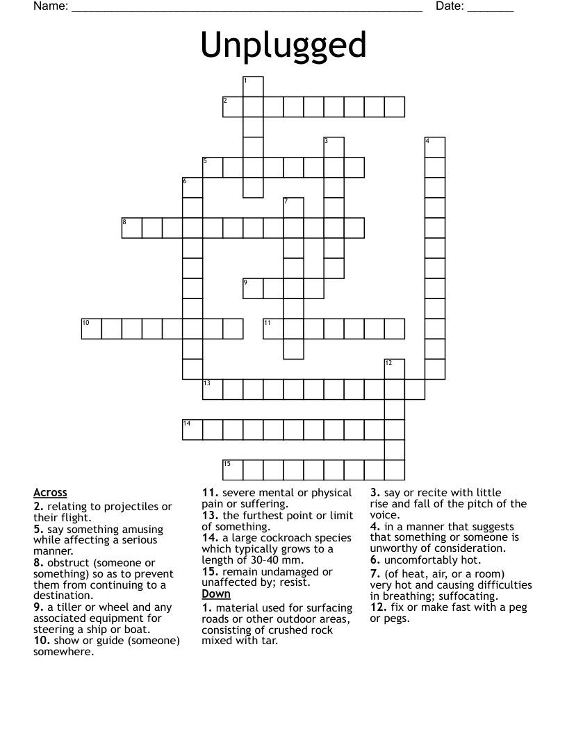 Unplugged  Crossword