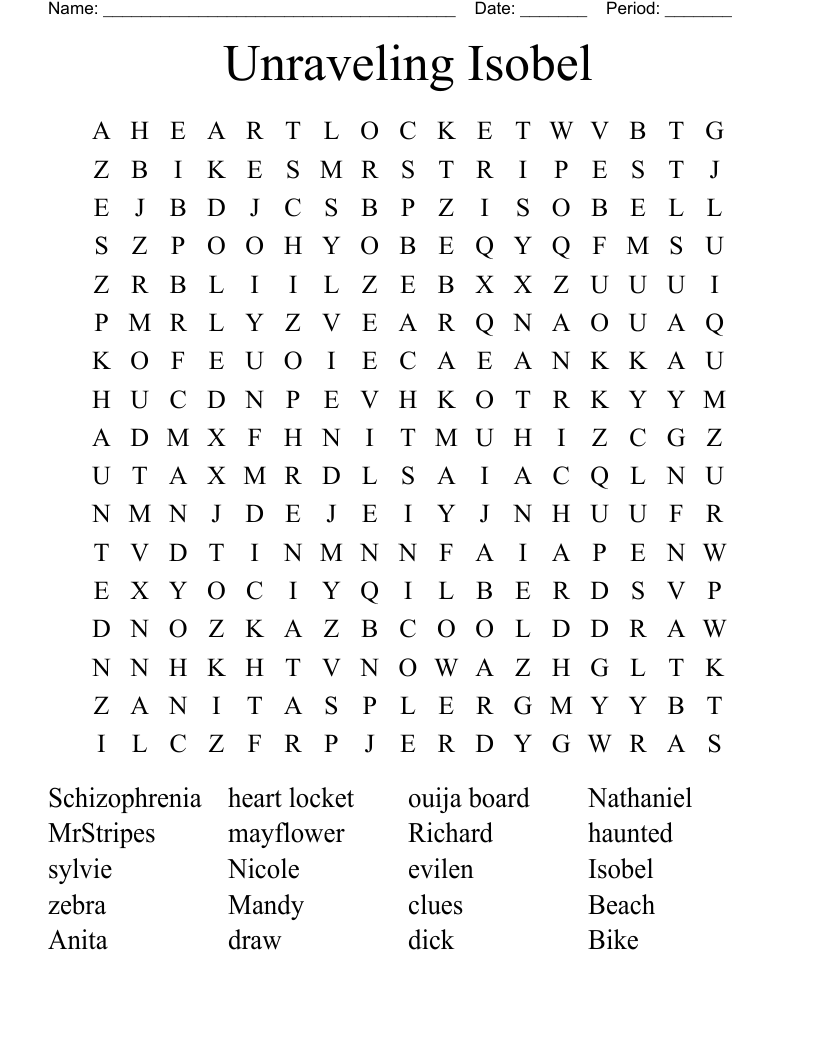 Unraveling Isobel Word Search