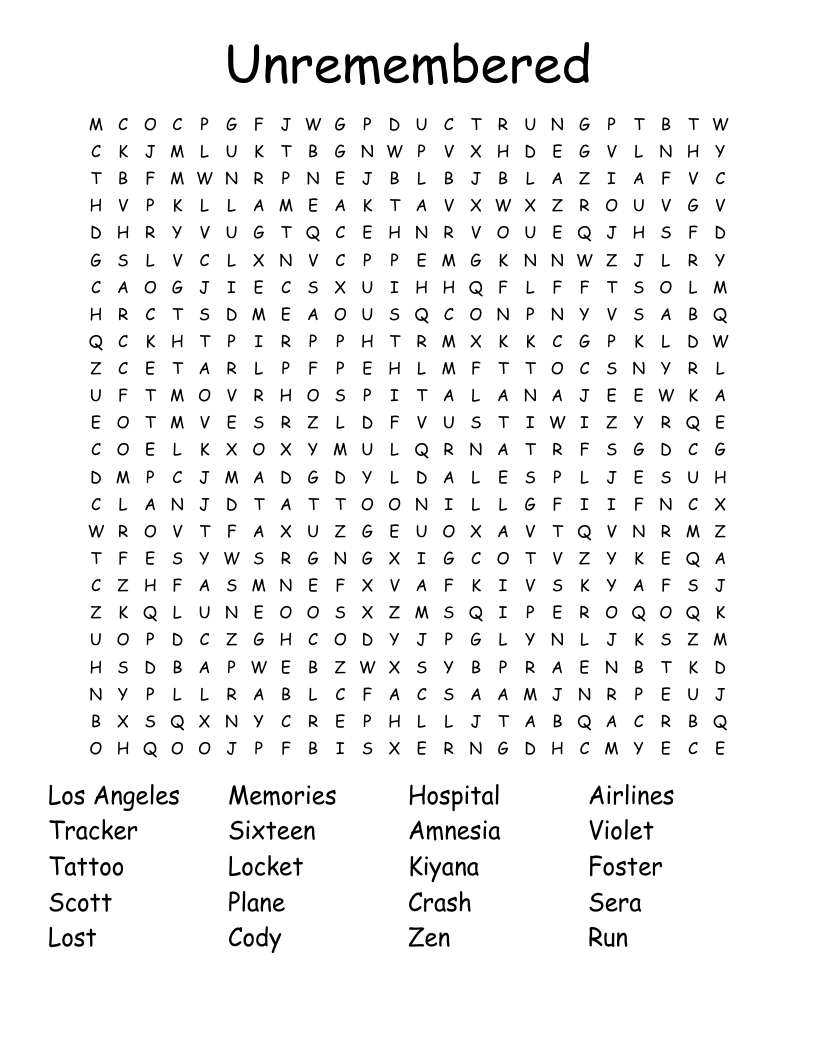 Unremembered Word Search