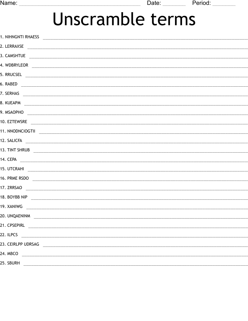 Unscramble terms