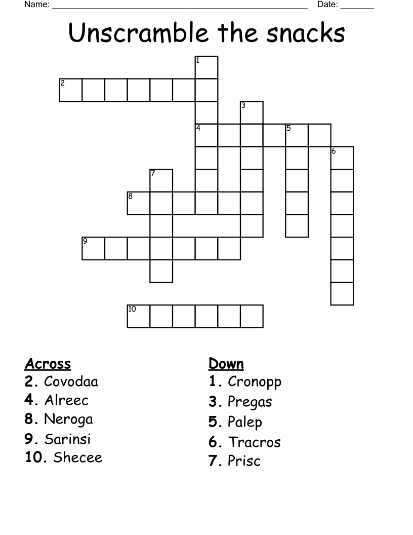 Unscramble the snacks