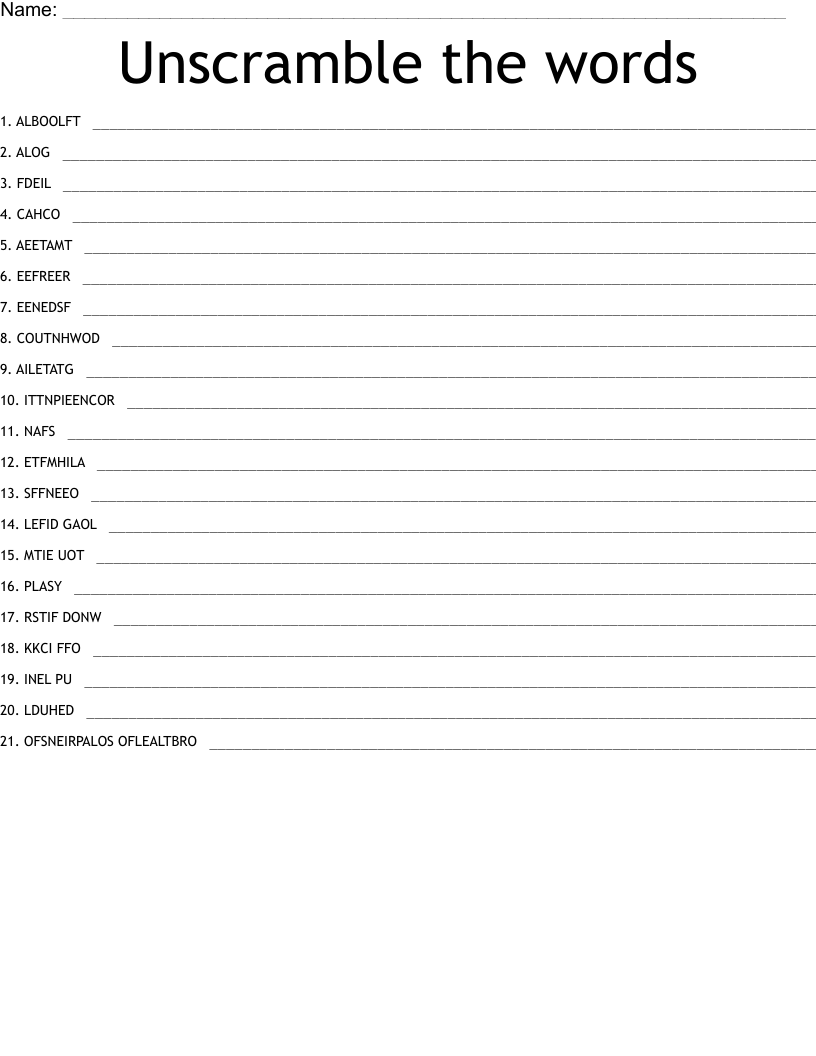 Unscramble the words