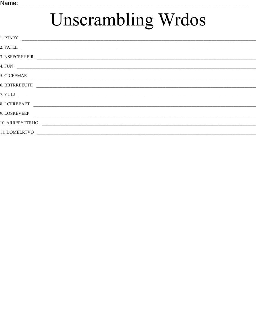 Unscrambling Wrdos Word Scramble