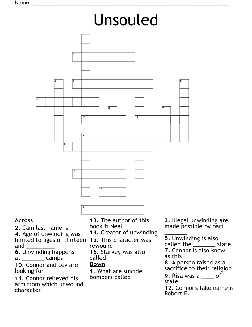 Unsouled Crossword