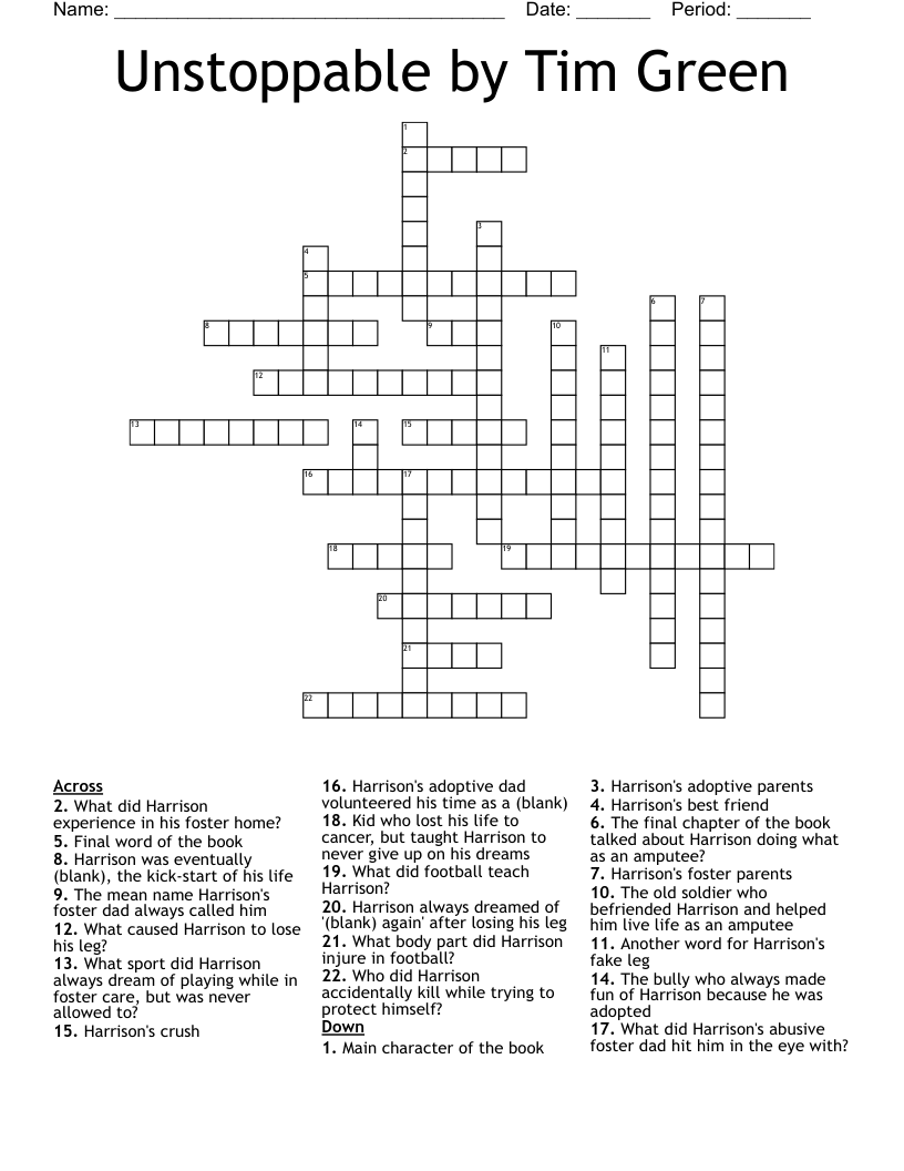 Unstoppable by Tim Green Crossword