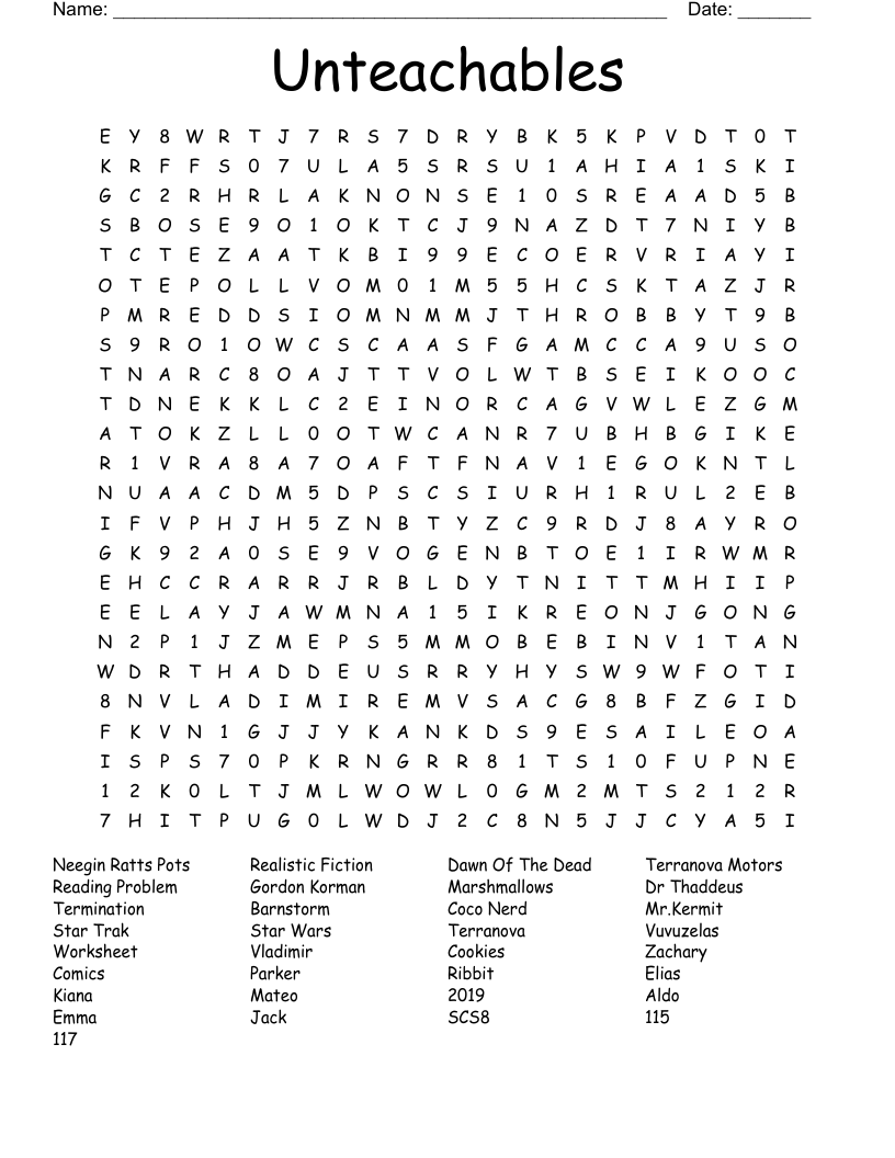 Unteachables Word Search