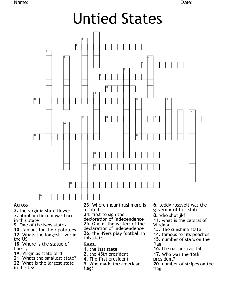 Untied States Crossword