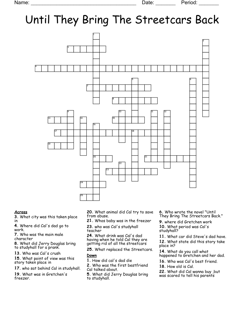 Until They Bring The Streetcars Back Crossword