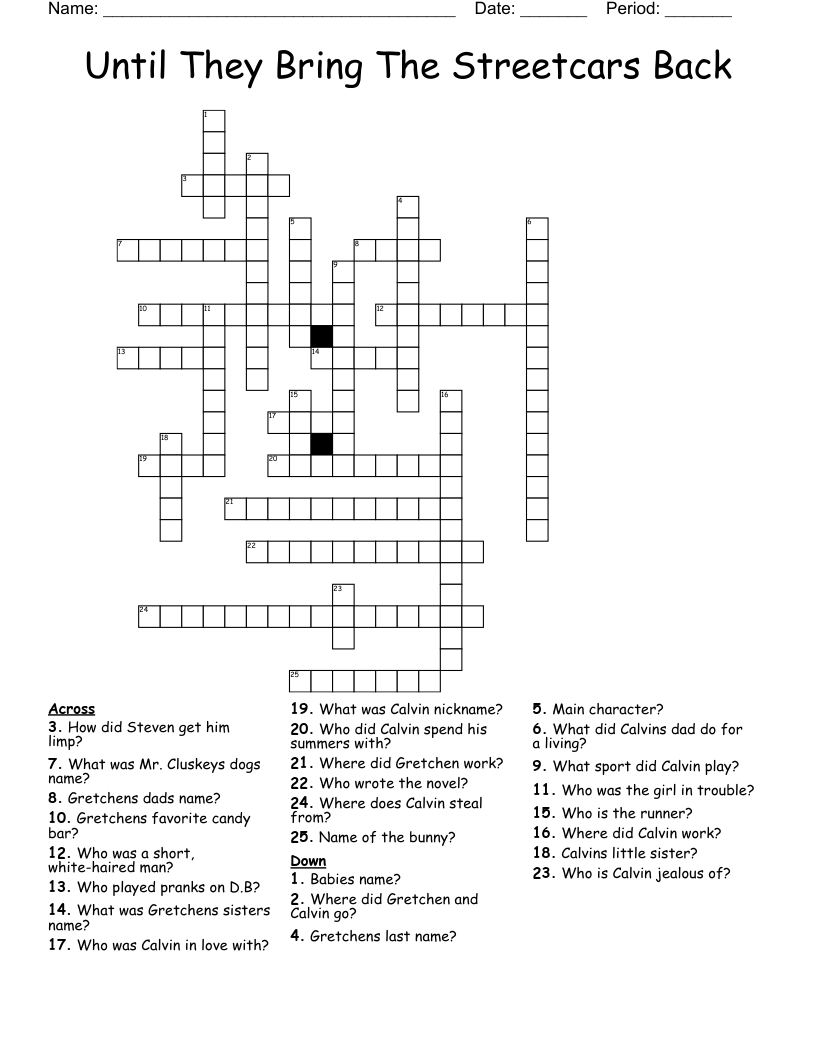Until They Bring The Streetcars Back Crossword