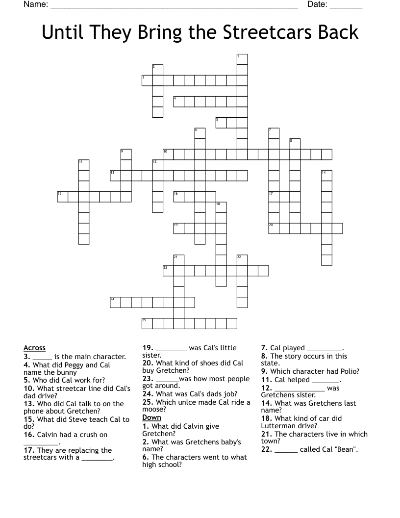 Until They Bring the Streetcars Back Crossword