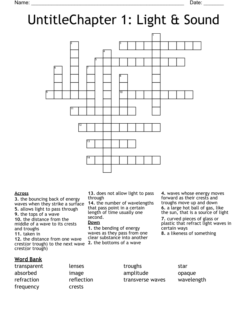 UntitleChapter 1:  Light & Sound Crossword