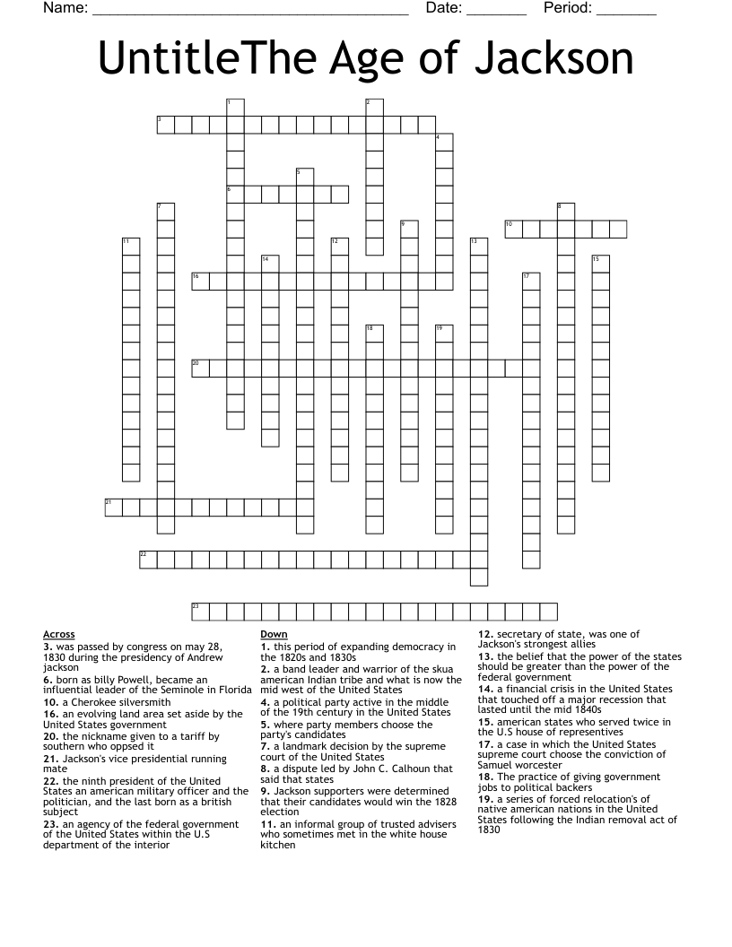 UntitleThe Age of Jackson Crossword
