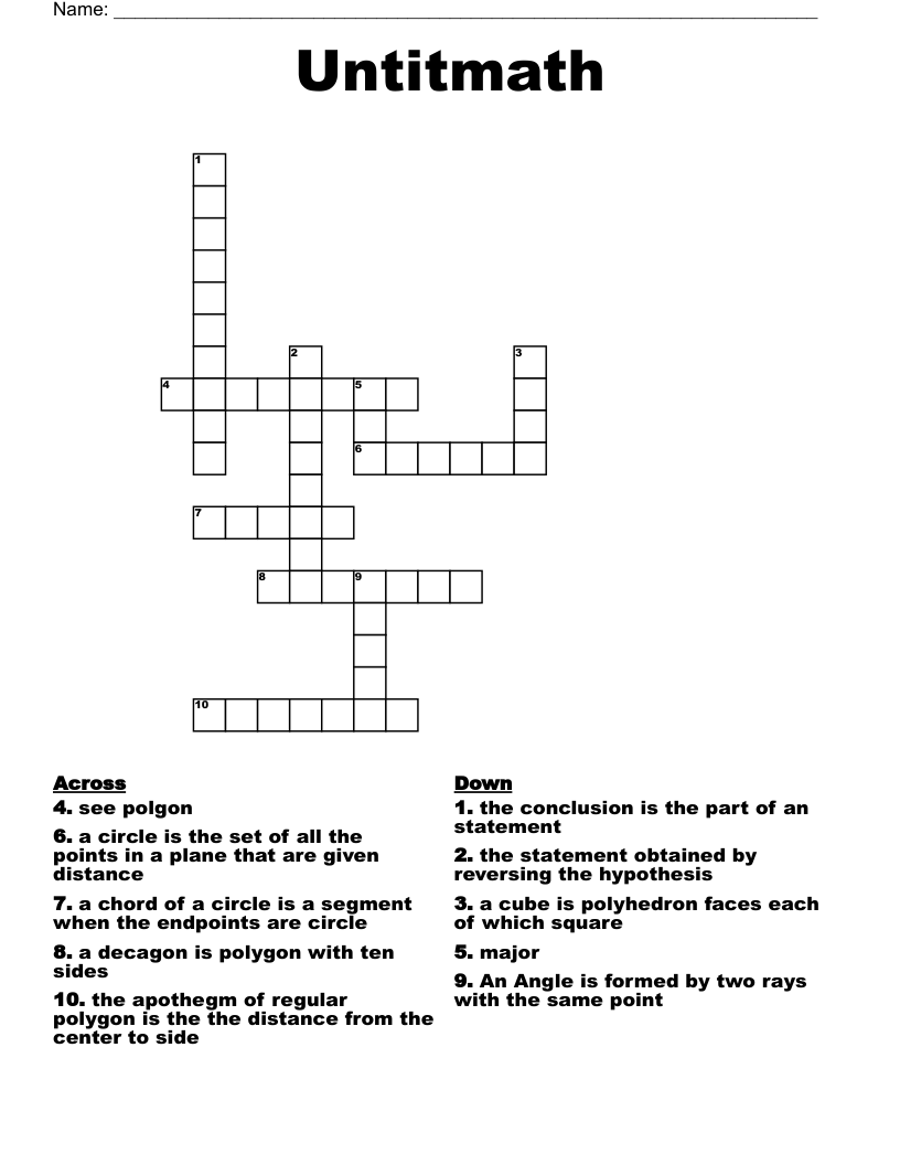 Untitmath Crossword