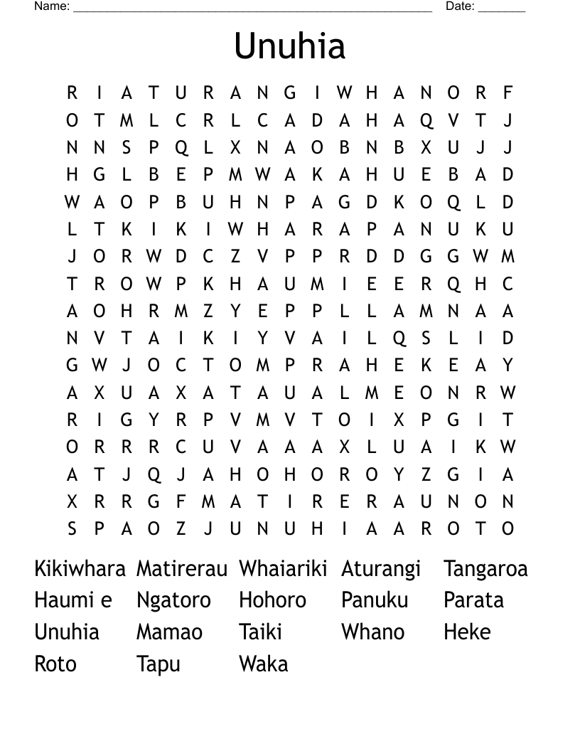 Unuhia  Word Search