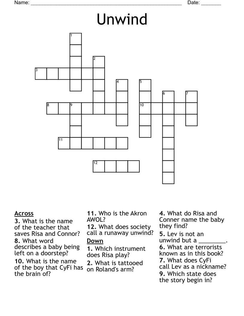Unwind Crossword
