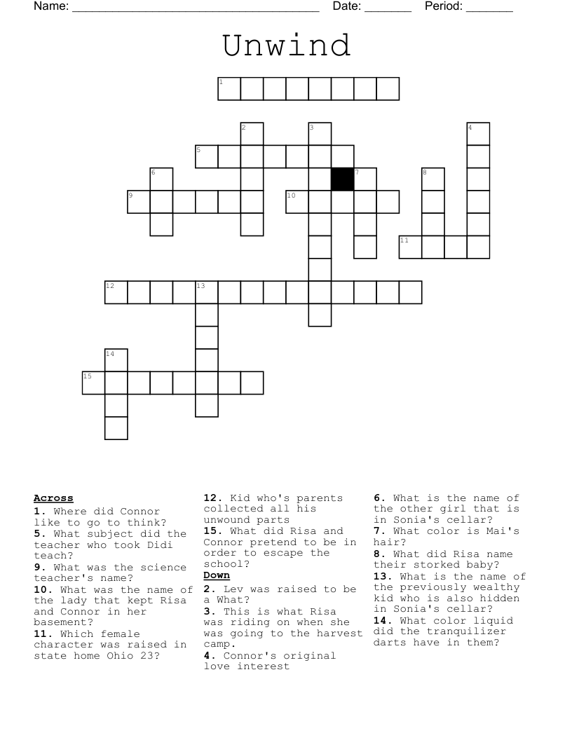 Unwind Crossword