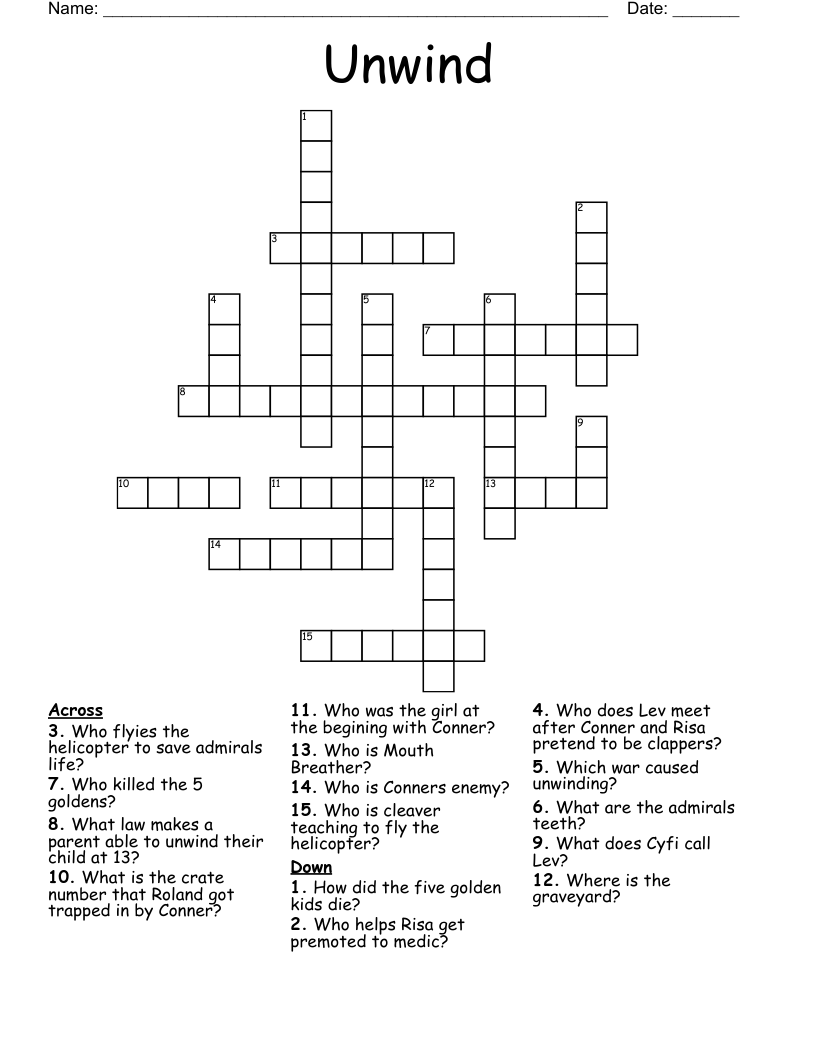 Unwind Crossword