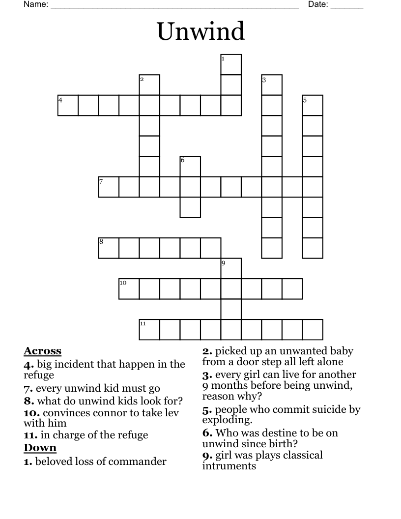 Unwind Crossword