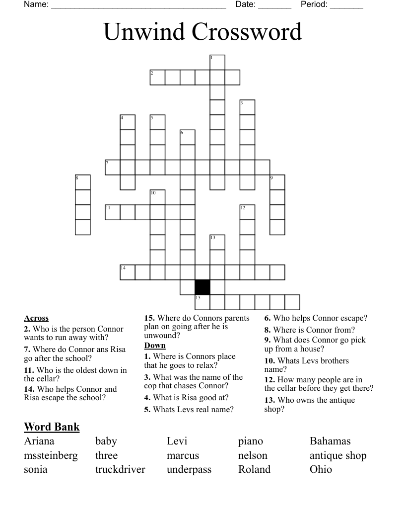 Unwind Crossword