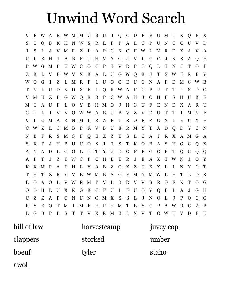 Unwind Word Search