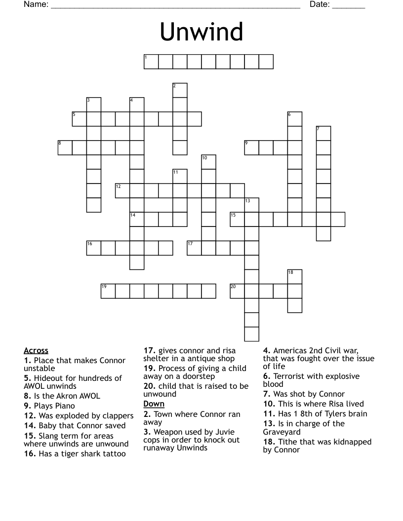Unwind  Crossword