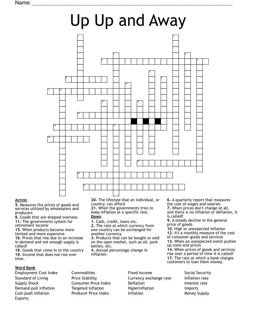 Up Up and Away Crossword