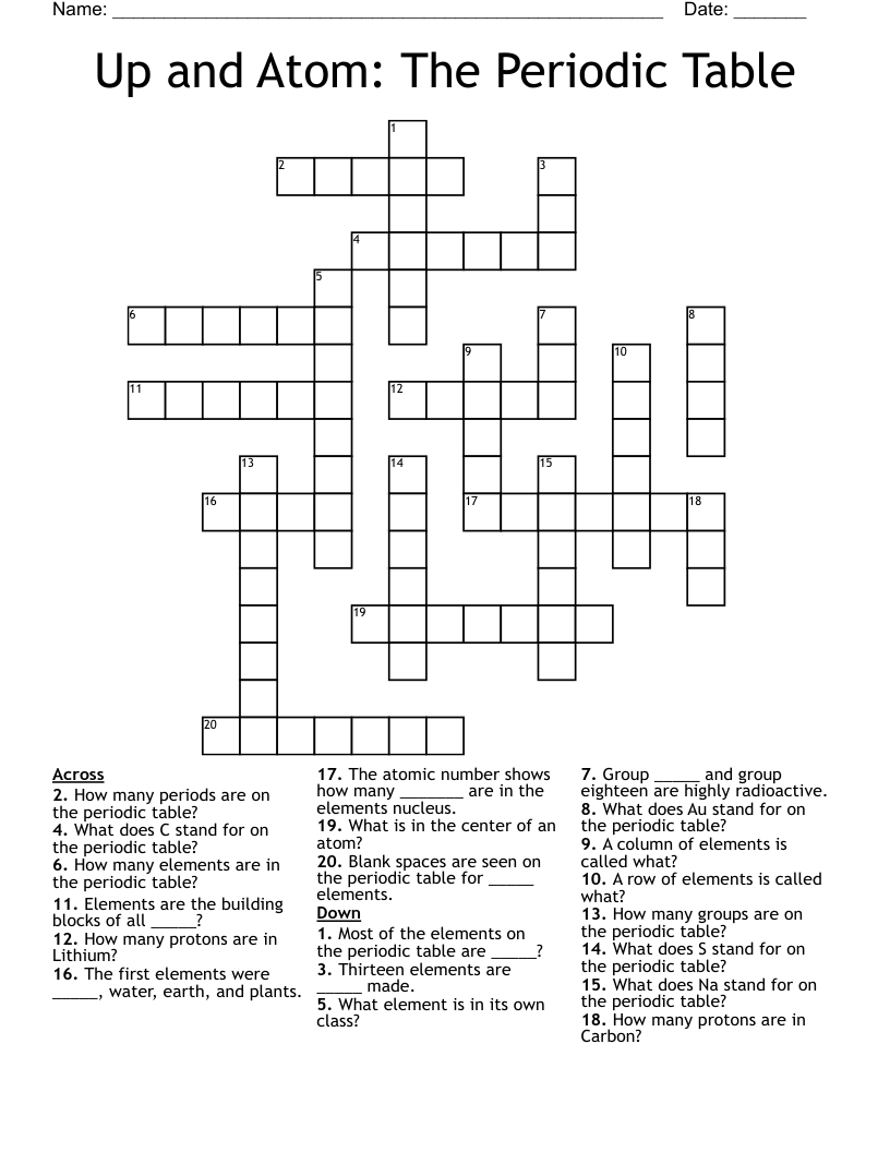 Up and Atom: The Periodic Table Crossword