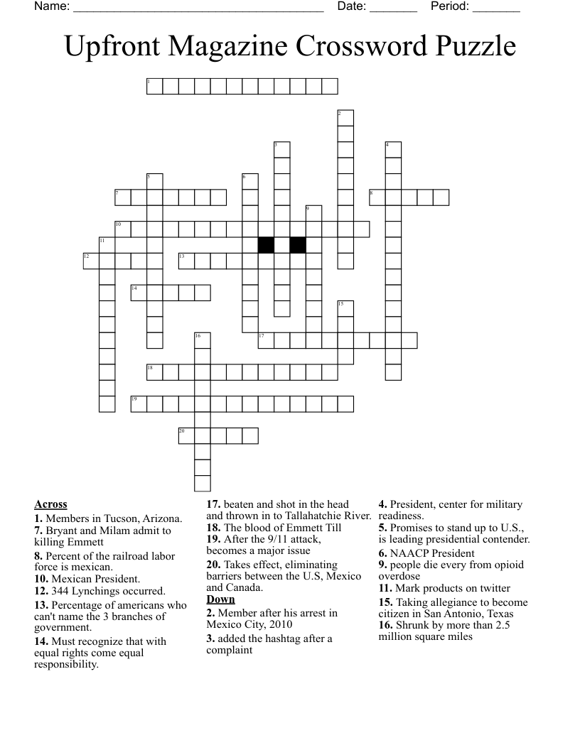 Upfront Magazine Crossword Puzzle 