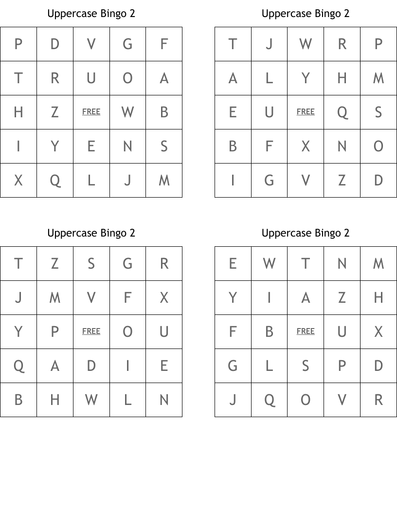 Uppercase Bingo 2