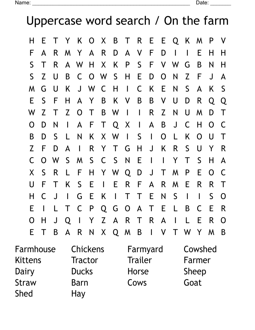 Uppercase word search / On the farm