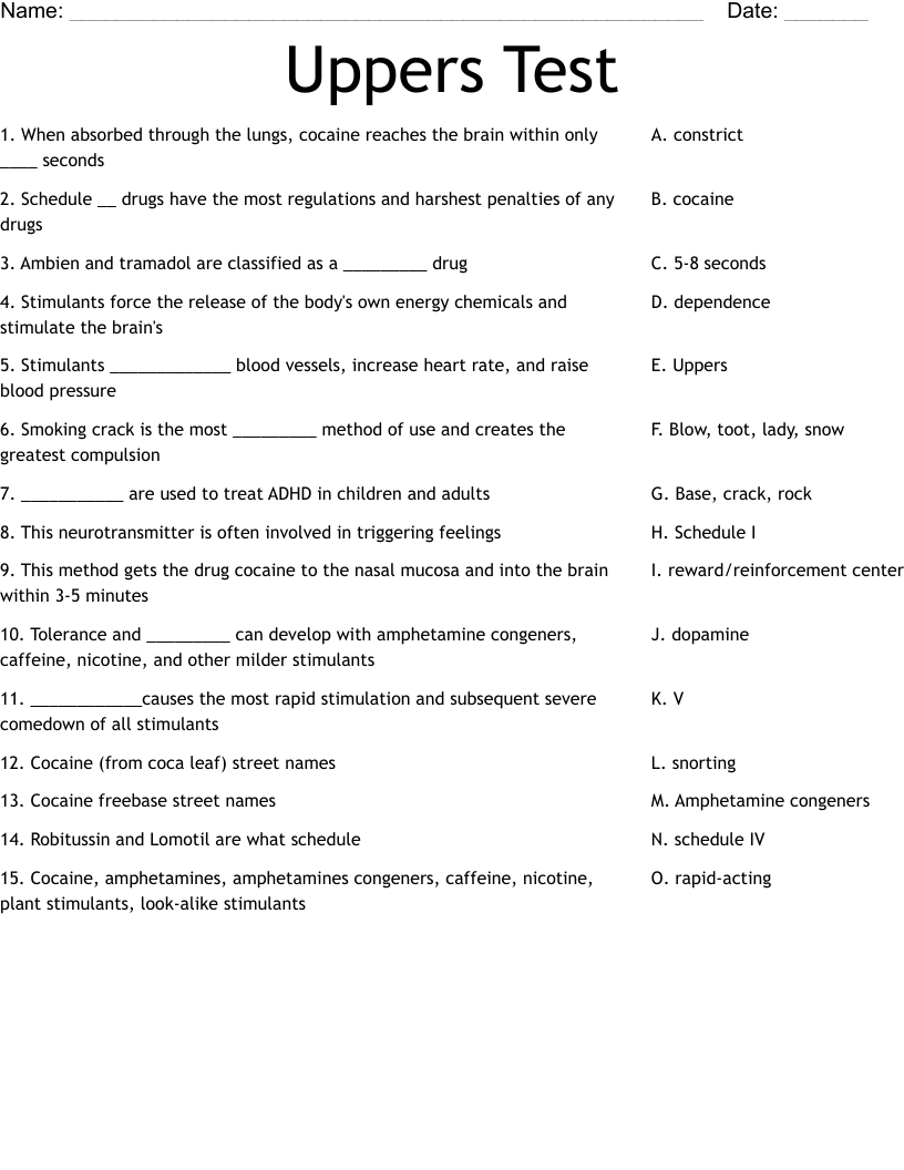 Uppers Test Worksheet