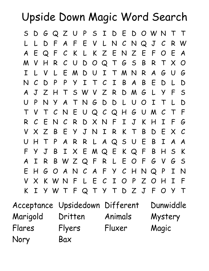 Upside Down Magic Word Search