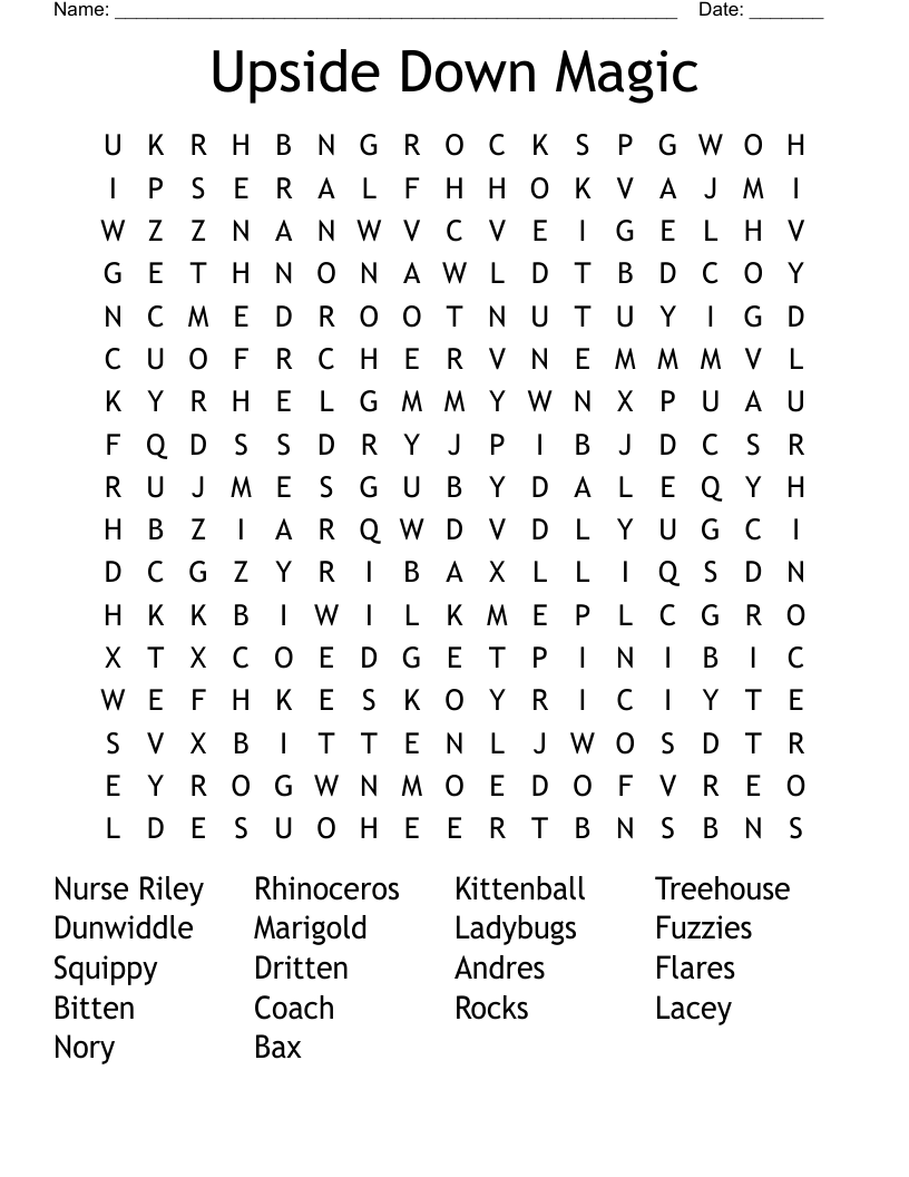 Upside Down Magic  Word Search
