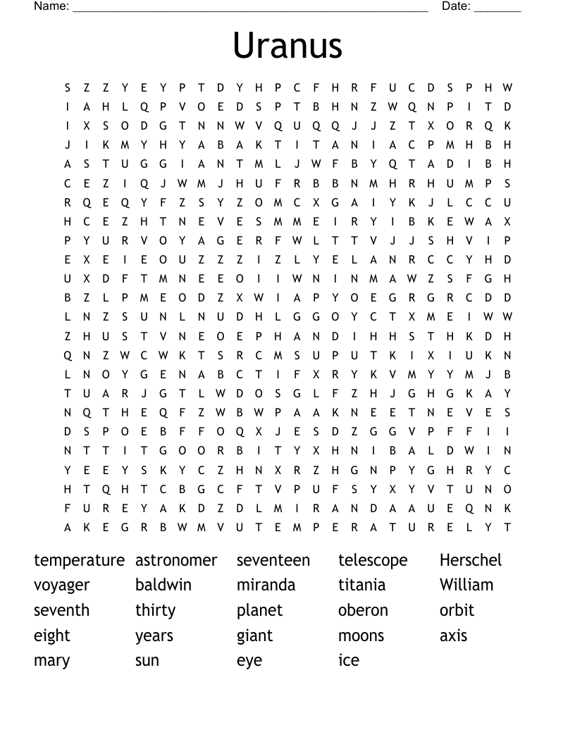 Uranus Word Search
