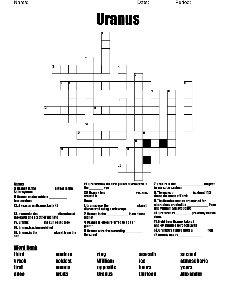 Uranus Crossword