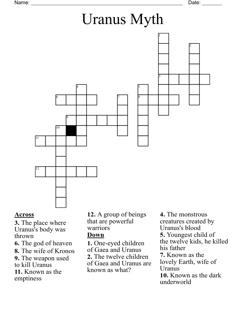 Uranus Myth Crossword
