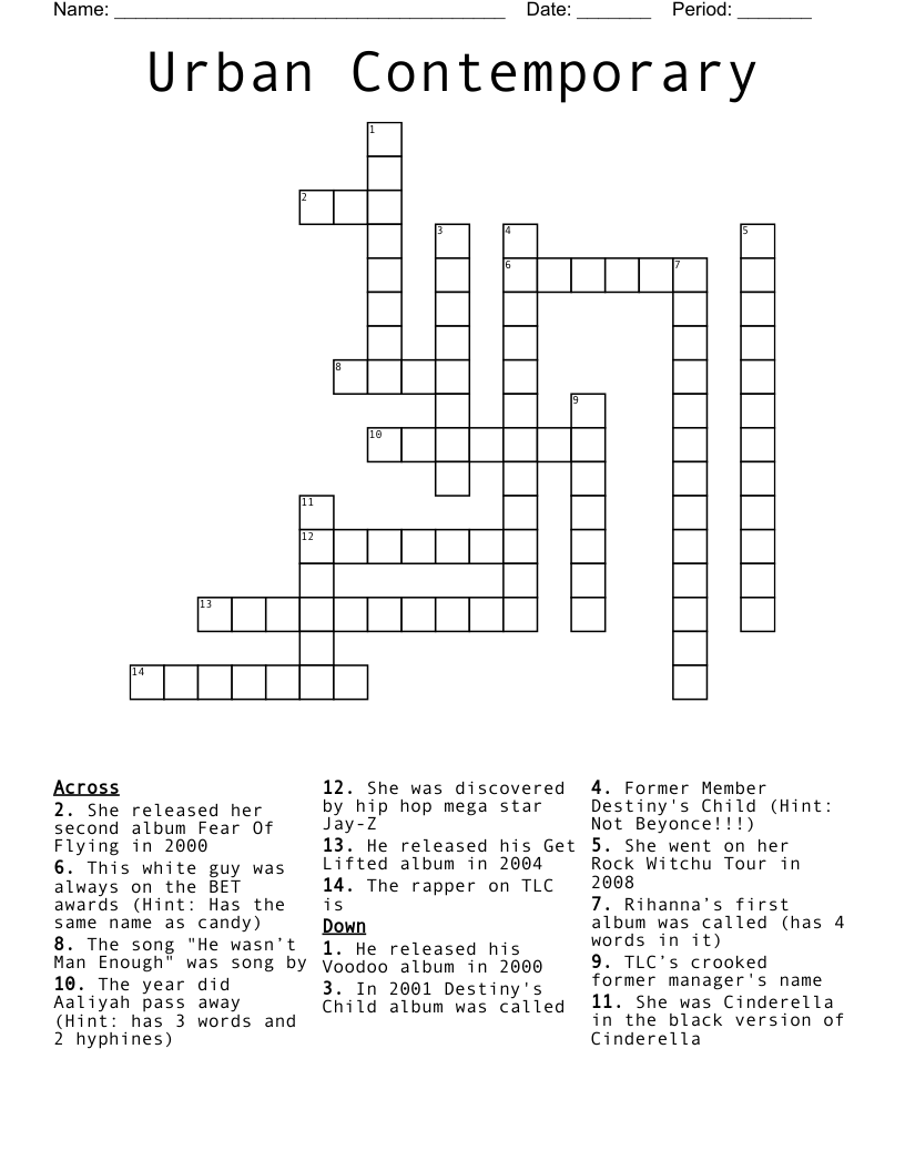 Urban Contemporary Crossword