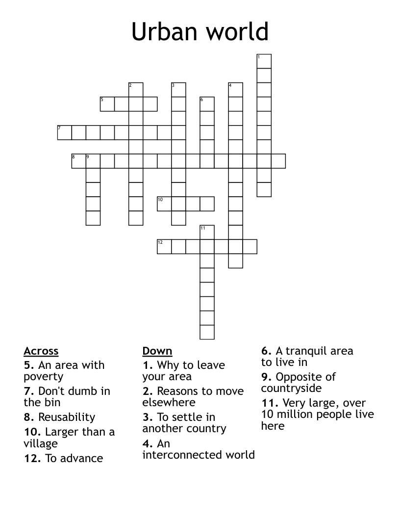 Urban world Crossword