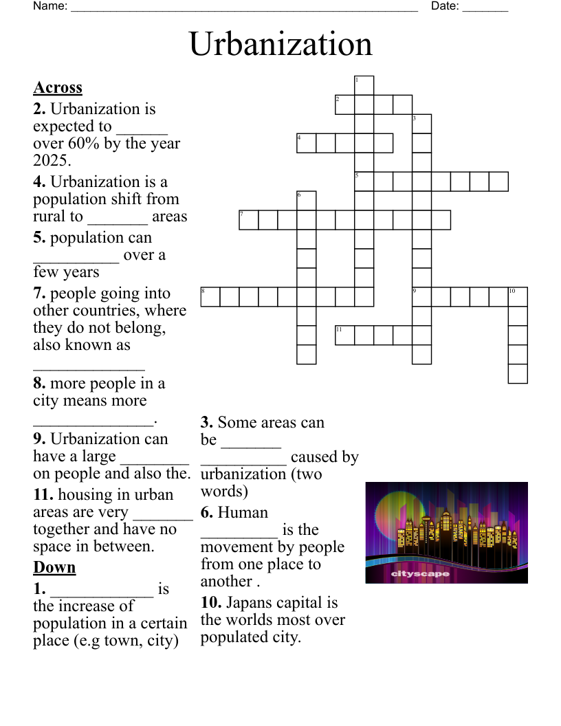 Urbanization Crossword