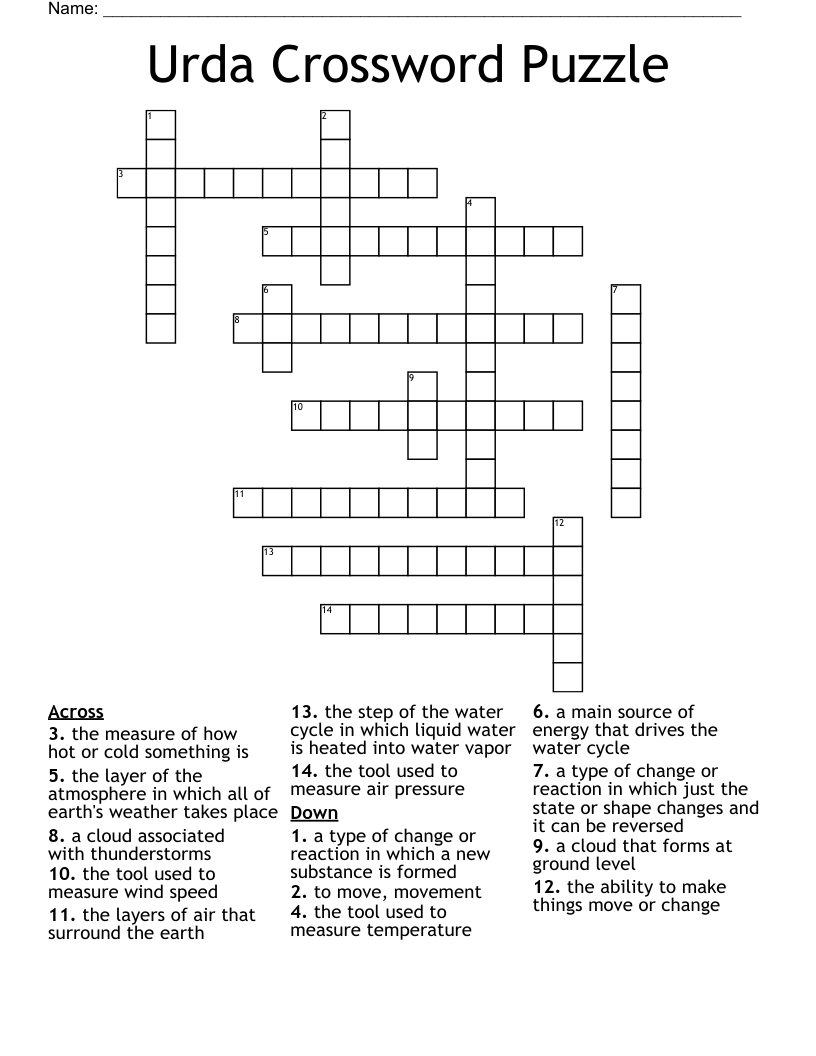 Urda Crossword Puzzle