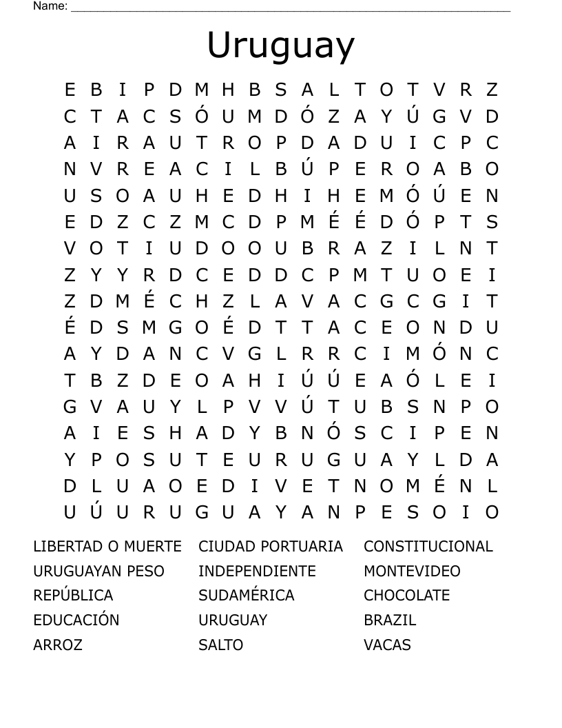 Uruguay Word Search