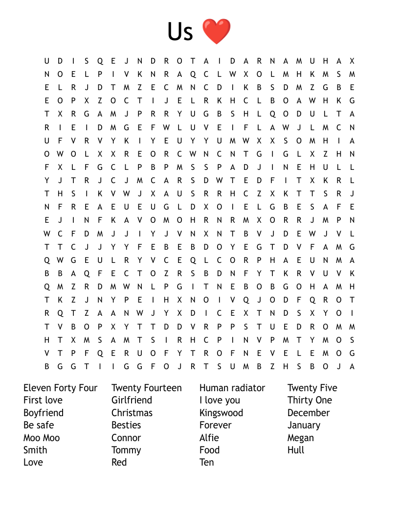 Us ❤️ Word Search