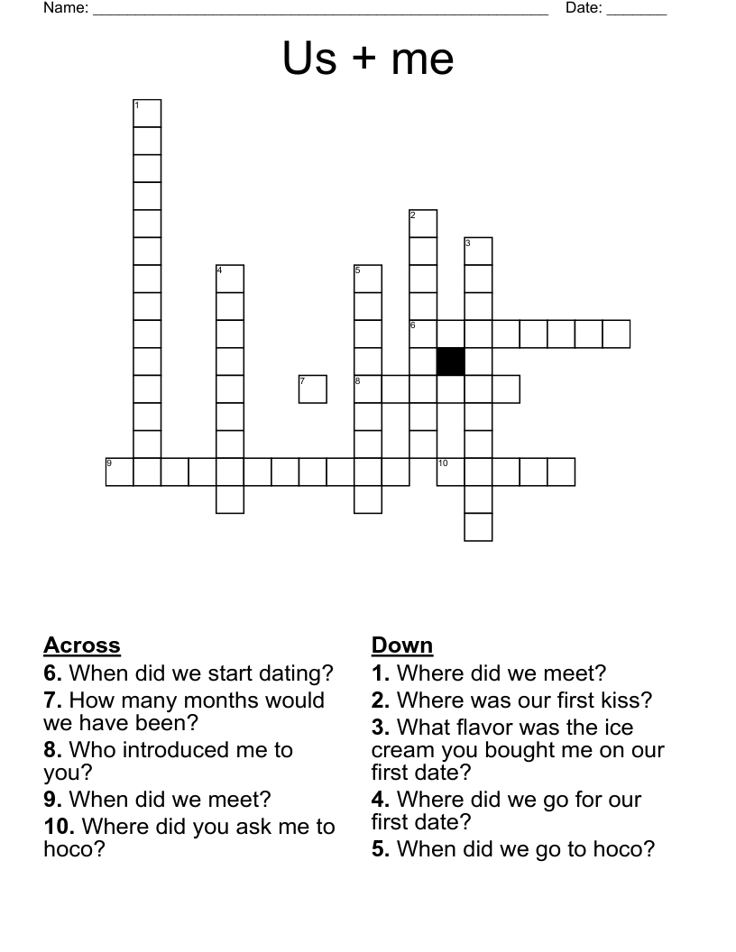 Us + me  Crossword