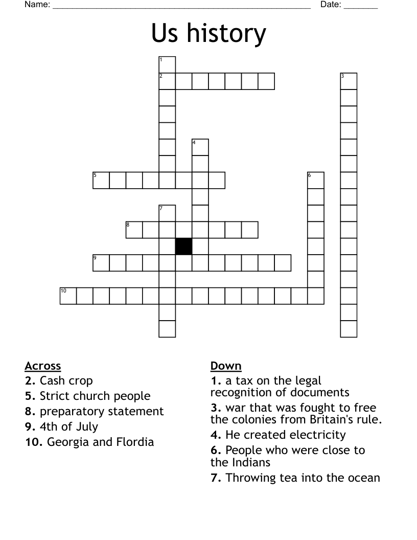 Us history Crossword