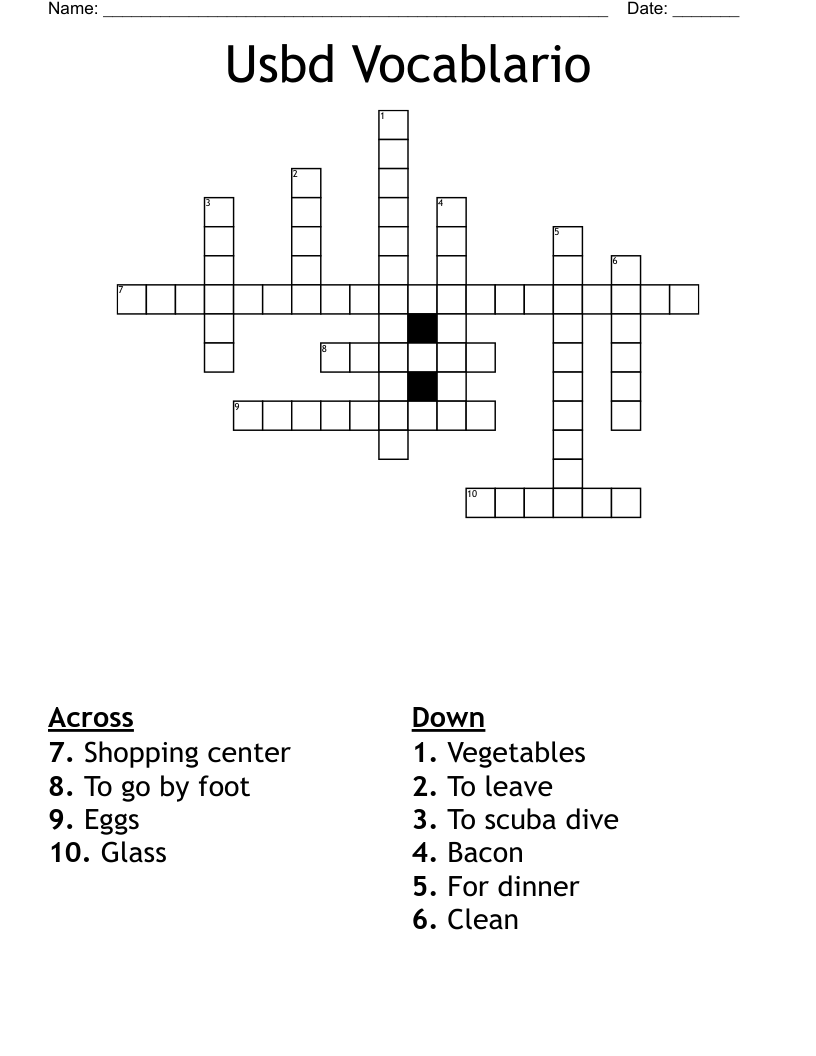 Usbd Vocablario Crossword