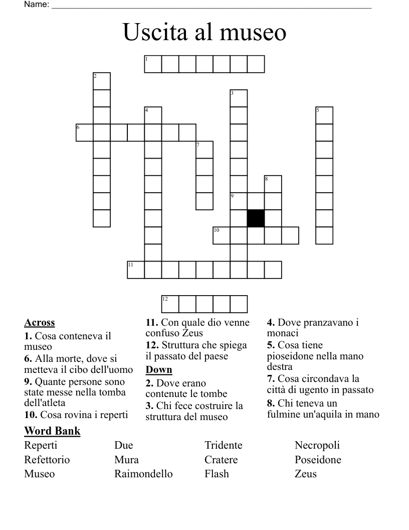 Uscita al museo Crossword